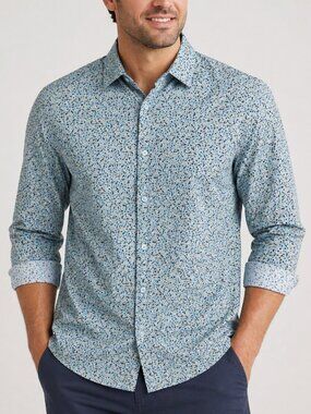INC International Concepts Men’s Button Down Shirt Blue Print Small & XSmall NEW